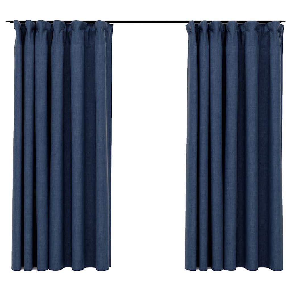 Rideau occultant aspect lin - Bleu